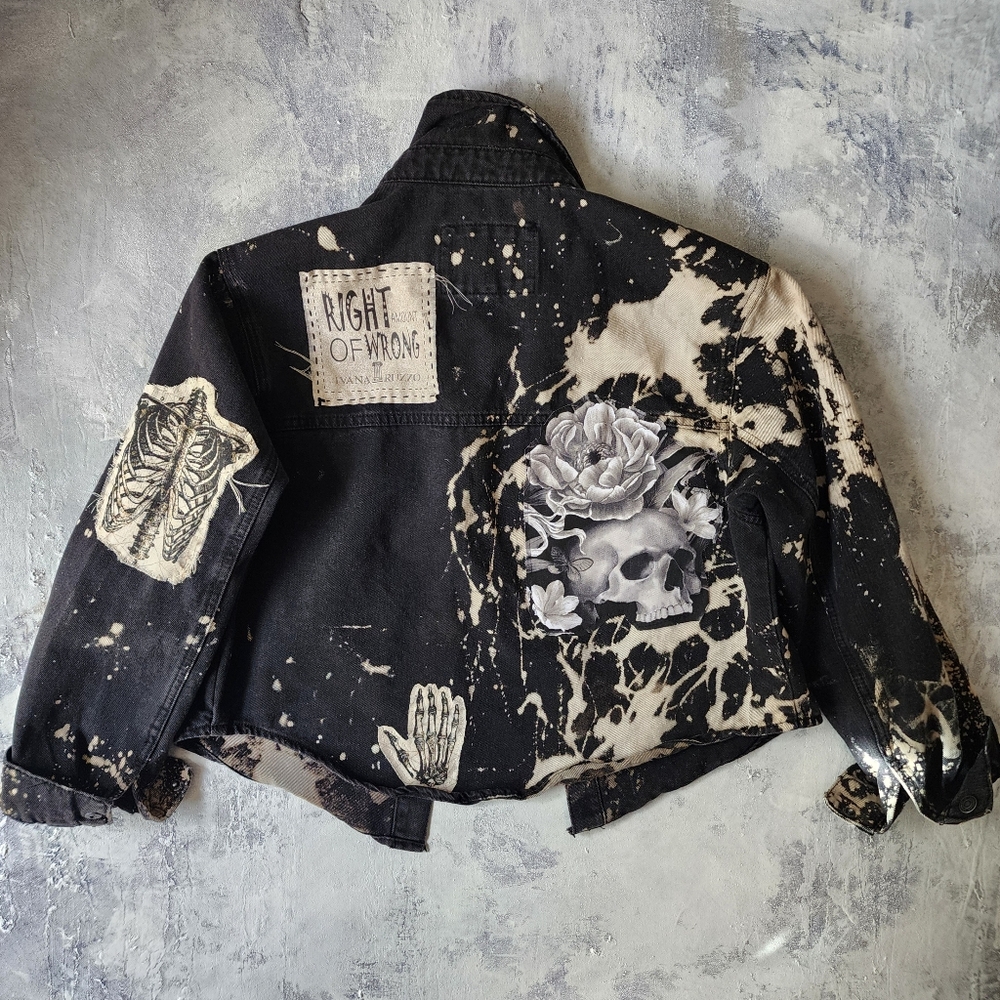 Avangard Designer Upcycled Clothing Jacket Artisan Distressed Hand-Fading